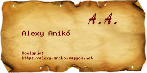 Alexy Anikó névjegykártya